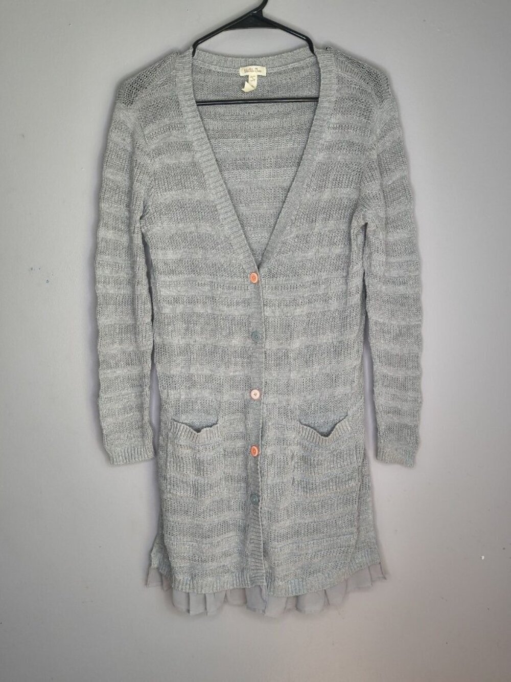 Matilda Jane Stay Cozy Long Sleeve Ruffles Grey Cardigan Womens Size Small